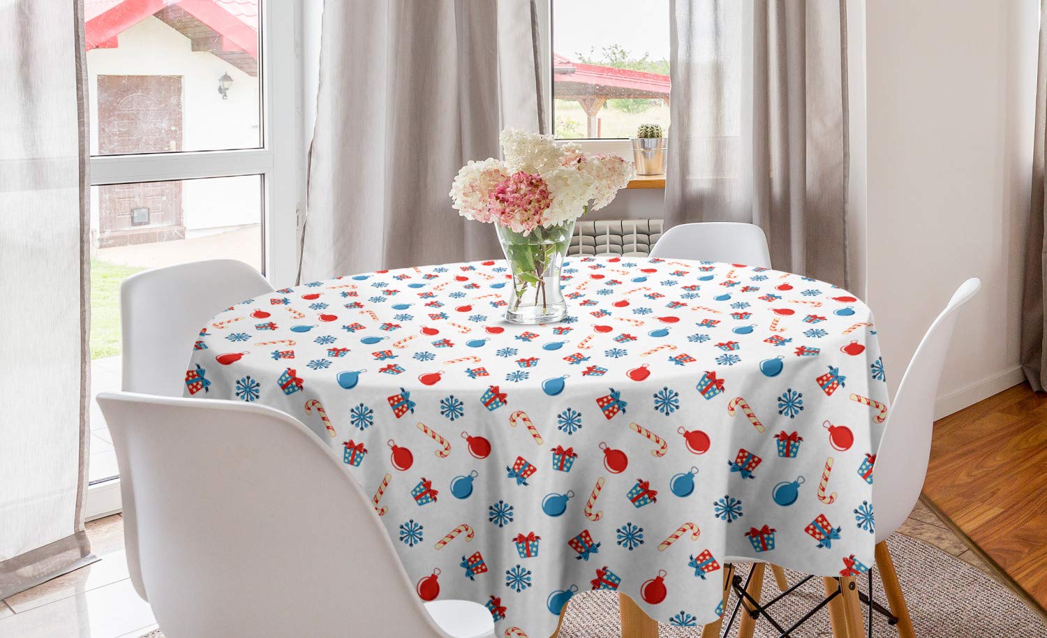 Ambesonne Christmas Round Tablecloth 60