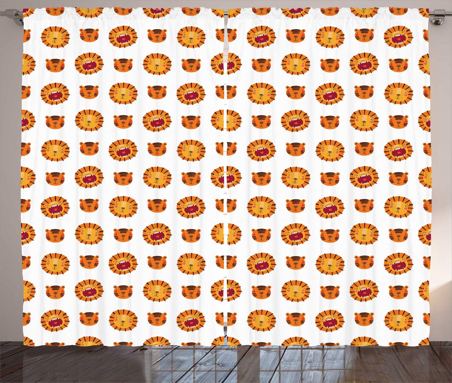 Ambesonne Tiger Print Curtains - 2 Panel Set, 108