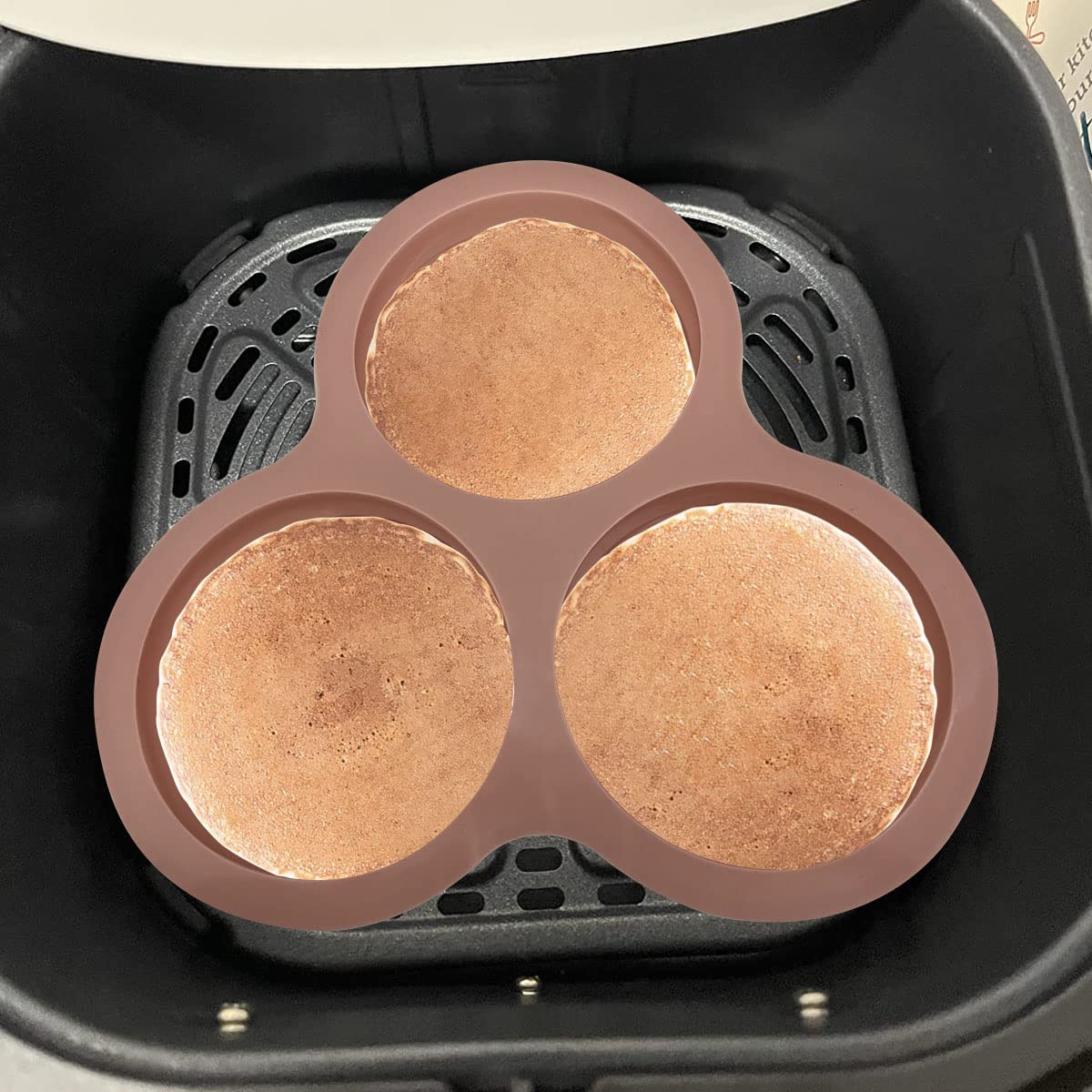 Non-Stick Reusable Egg Pan for Air Fryer - 3 Cavity Baking Mold for Eggs, Muffins & Hamburger Buns | Perfect for Breakfast Meal Prep & Air Fryer Cooking Accessories