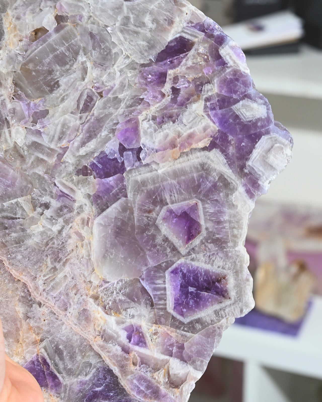 Natural Chevron Dream Amethyst Slab - Premium Healing Crystal for Meditation, Home Decor & Spiritual Gifts | Perfect for Yoga Rooms, Office Desks & Crystal Collections