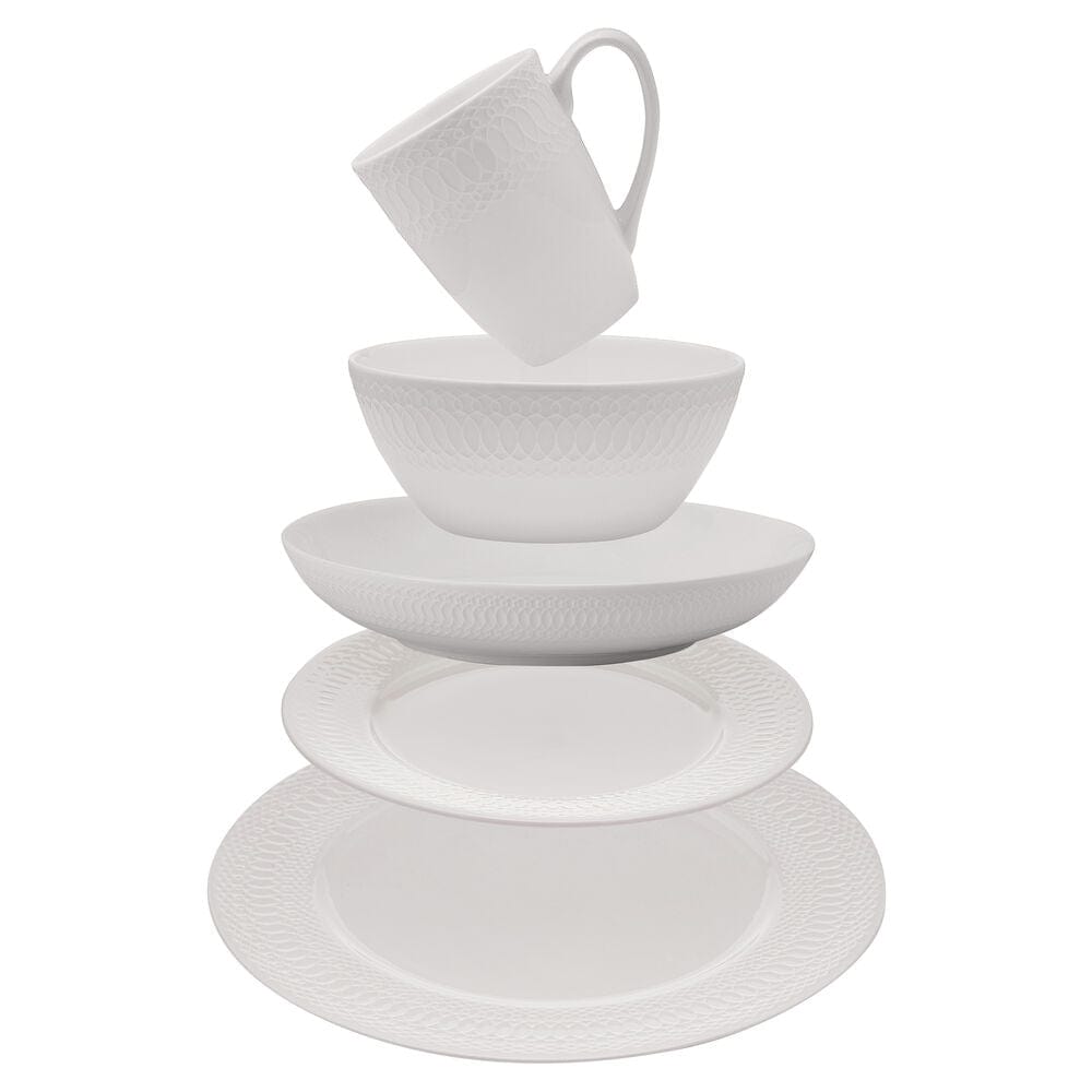 Levi 40-Piece Dinnerware Set for 8 - Porcelain Dinner Plates, Bowls & Mugs - Elegant Tableware for Family Dinners, Parties & Entertaining