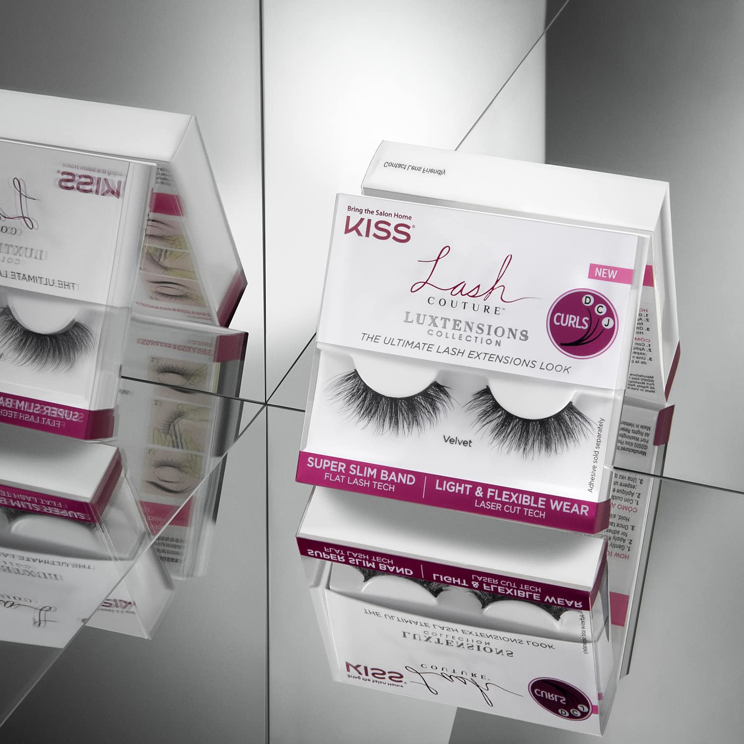 KISS Lash Couture LuXtensions Collection - 1 Pair Velour False Eyelashes with Flexible Band & Eyelash Glue | Lightweight, Natural Look for Everyday Wear & Special Occasions