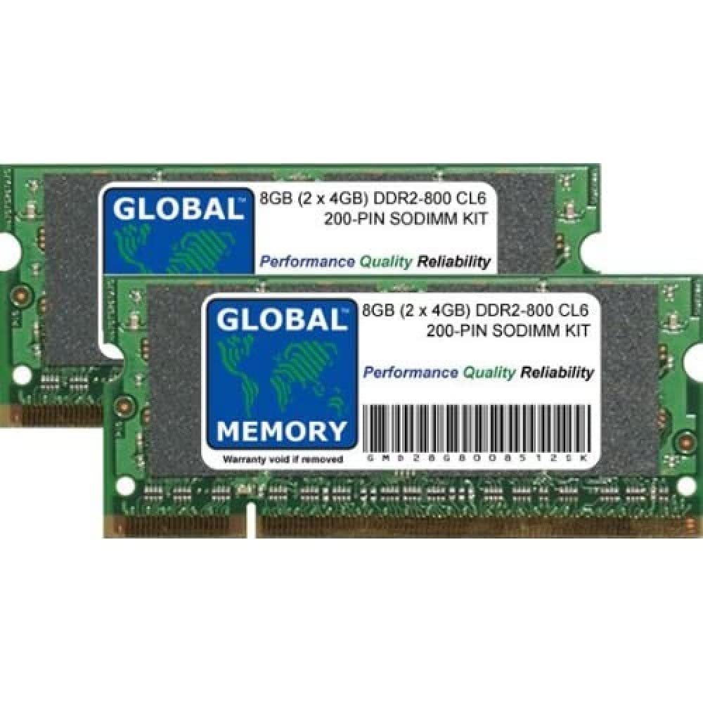 8GB (2x4GB) DDR2 800MHz PC2-6400 200-Pin SODIMM Laptop Memory RAM Kit - Compatible with HP, Dell, Lenovo Notebooks - Perfect for Upgrading Older Laptops and Improving Performance