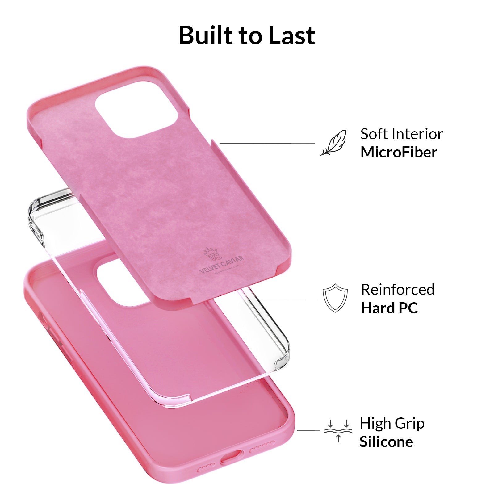 Hot Pink Silicone iPhone Case - Shockproof, Slim & Durable Phone Cover for iPhone 13/14/15 - Perfect for Everyday Use, Gym & Travel