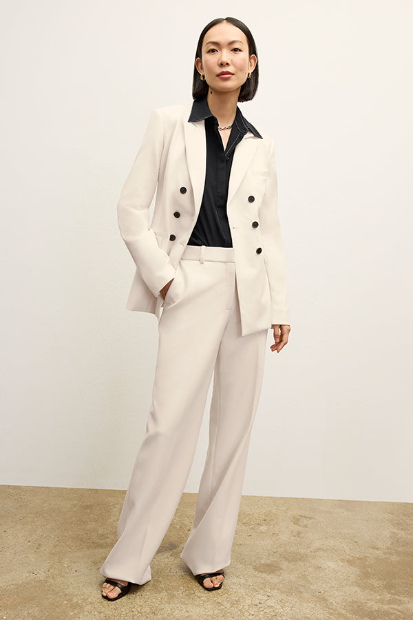Tinsley Wide Leg Pants for Women - High Waist Stretchy Suit Pants in Ivory - Perfect for Office, Business Casual & Travel Outfits