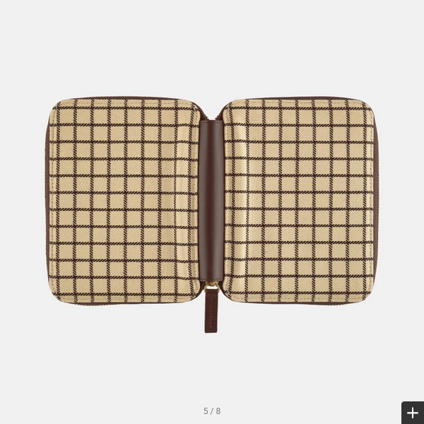 Hobonichi Techo 2025 Planner - A6 Original Size Taut Zipped Cover in Café au Lait Plaid (Cover Only) | Perfect for Daily Journaling, Planning & Note-Taking