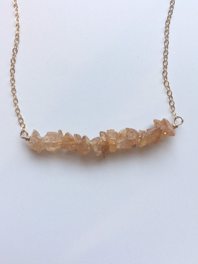 Natural Raw Imperial Topaz Necklace - 14K Gold or Sterling Silver - November Birthstone Jewelry - Healing Crystal Pendant for Women - Perfect for Gifts, Birthdays & Spiritual Healing
