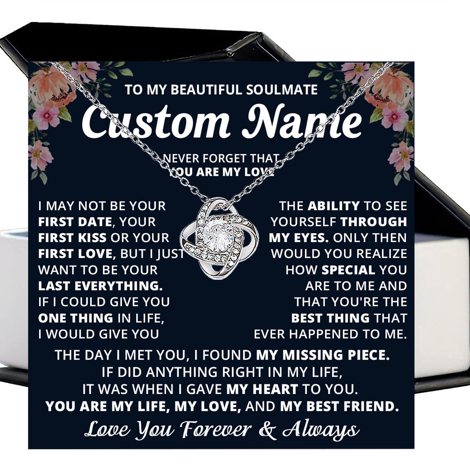 Personalized Soulmate Necklace for Women - Custom Name Jewelry Gift for Wife, Girlfriend - Romantic Birthday, Christmas Present for Her - Perfect Couple Gift for Anniversary & Valentine's Day | Ideal for Date Nights, Proposals & Special Occasions
