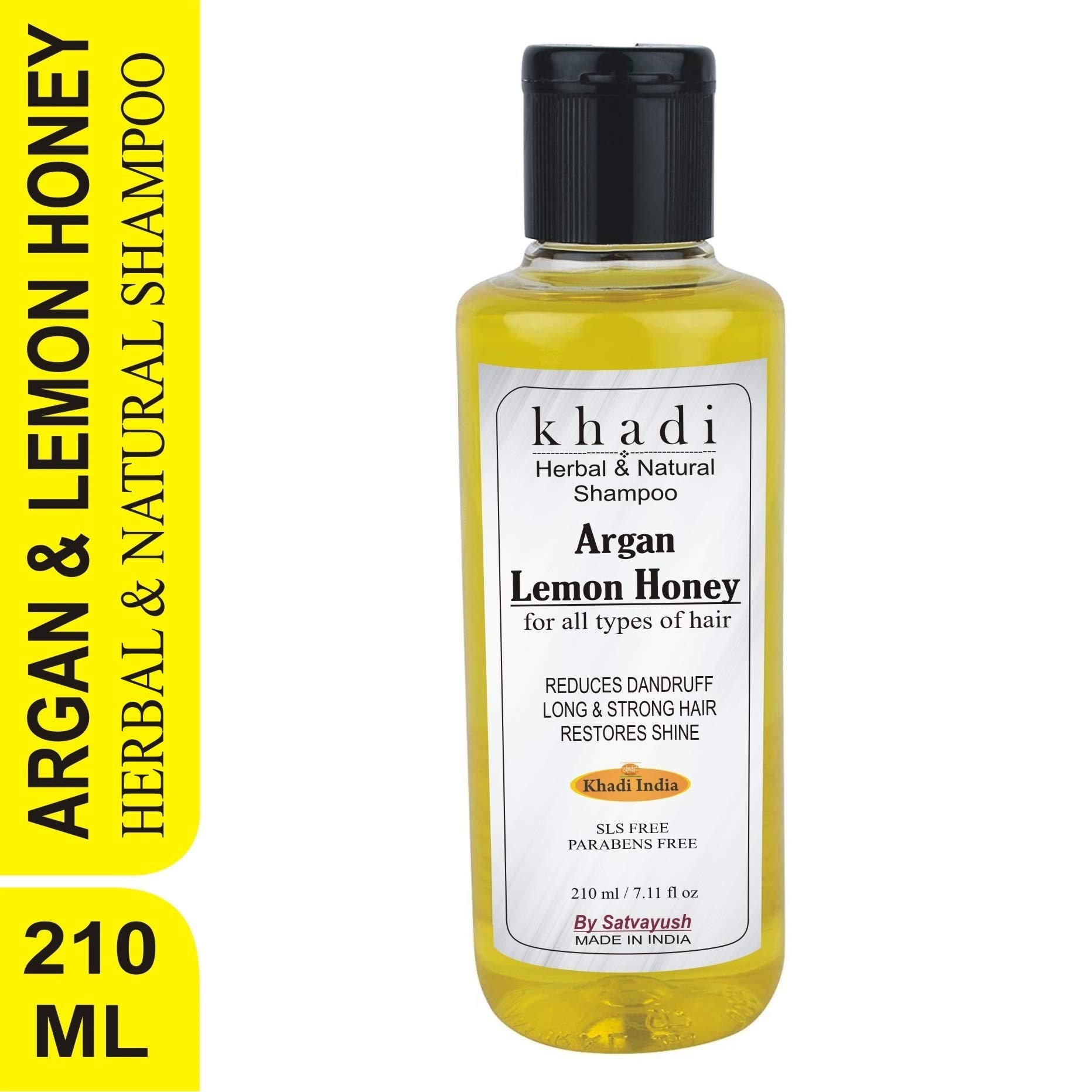 Satvayush Khadi Argan with Honey & Lemon Shampoo 210ml - Anti Dandruff Treatment for Scalp, Restores Hair Shine & Softness | Ideal for Dry, Itchy Scalp & Damaged Hair Care Routine