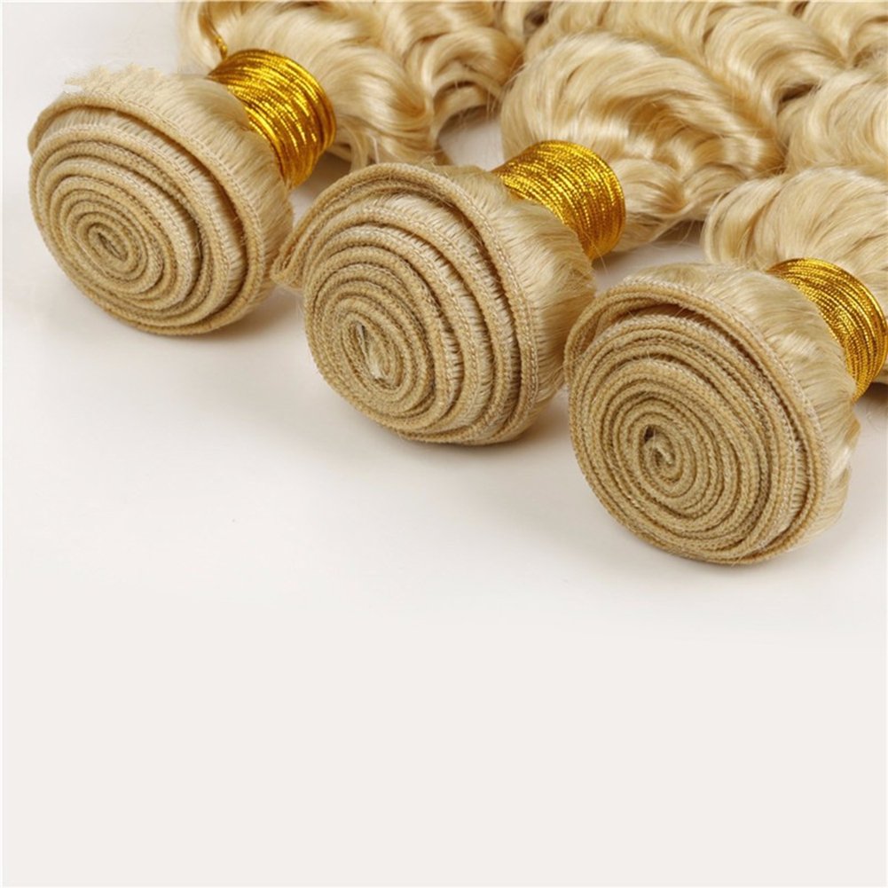 Brazilian Blonde Virgin Hair Deep Wave 3 Bundles 18