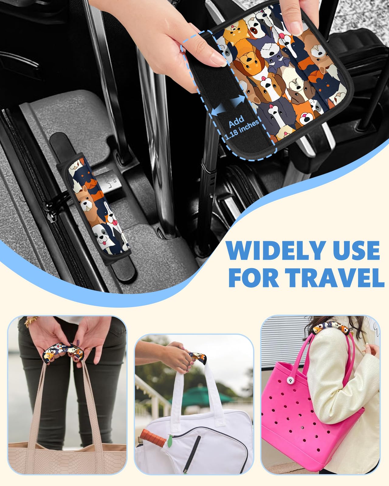 Slohif 5Pcs Luggage Handle Wrap - Bright Suitcase Identifier for Easy Travel Identification | Airport & Dog Travel Accessories