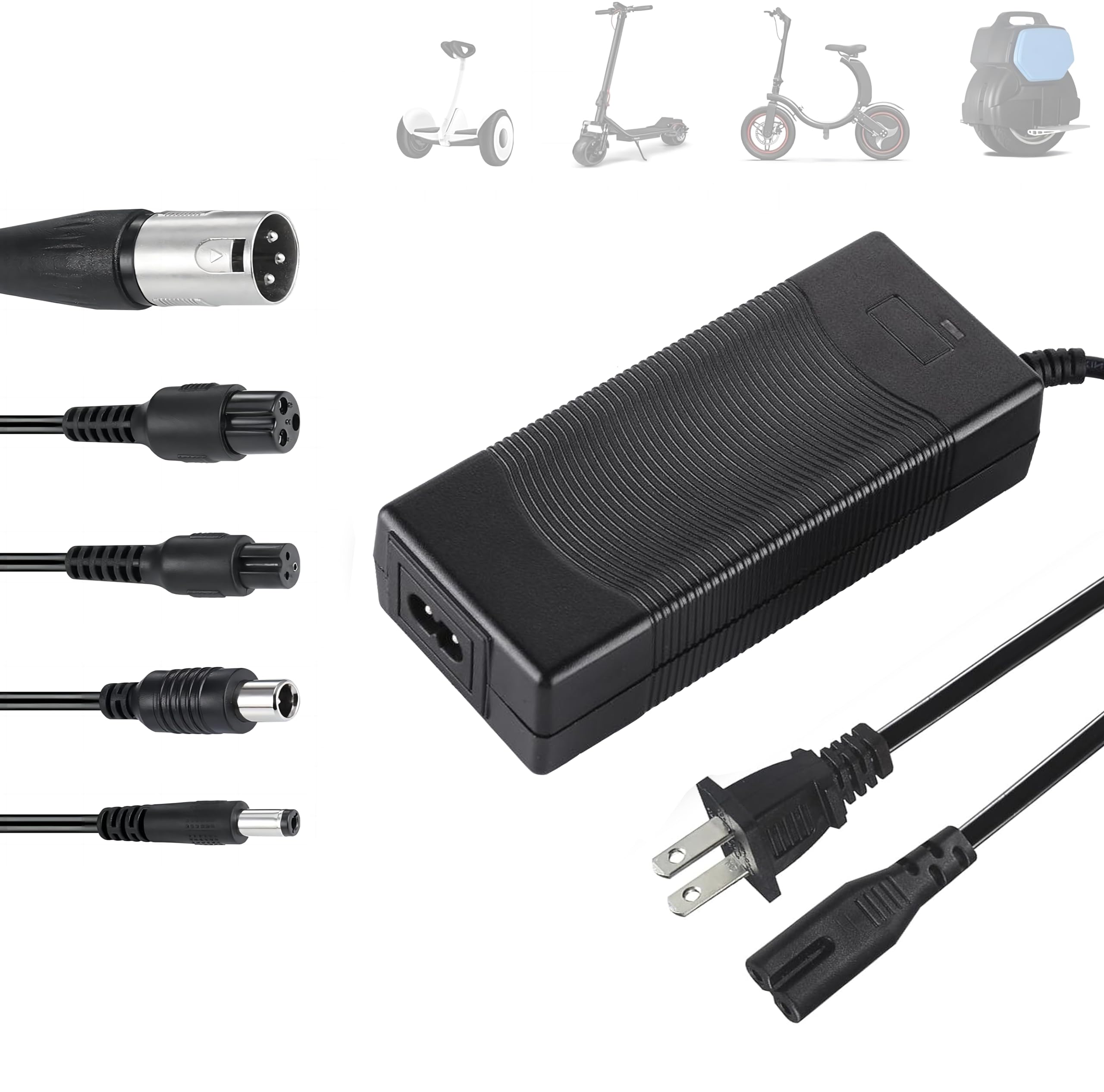 42V 2A Universal Electric Scooter Charger with 5-in-1 Plugs - Compatible with 36V E-Bike & Lithium Batteries - Works with Jetson, Razor, Swagtron, Bird, Gotrax, Segway - Perfect for Commuting, City Travel & Outdoor Adventures