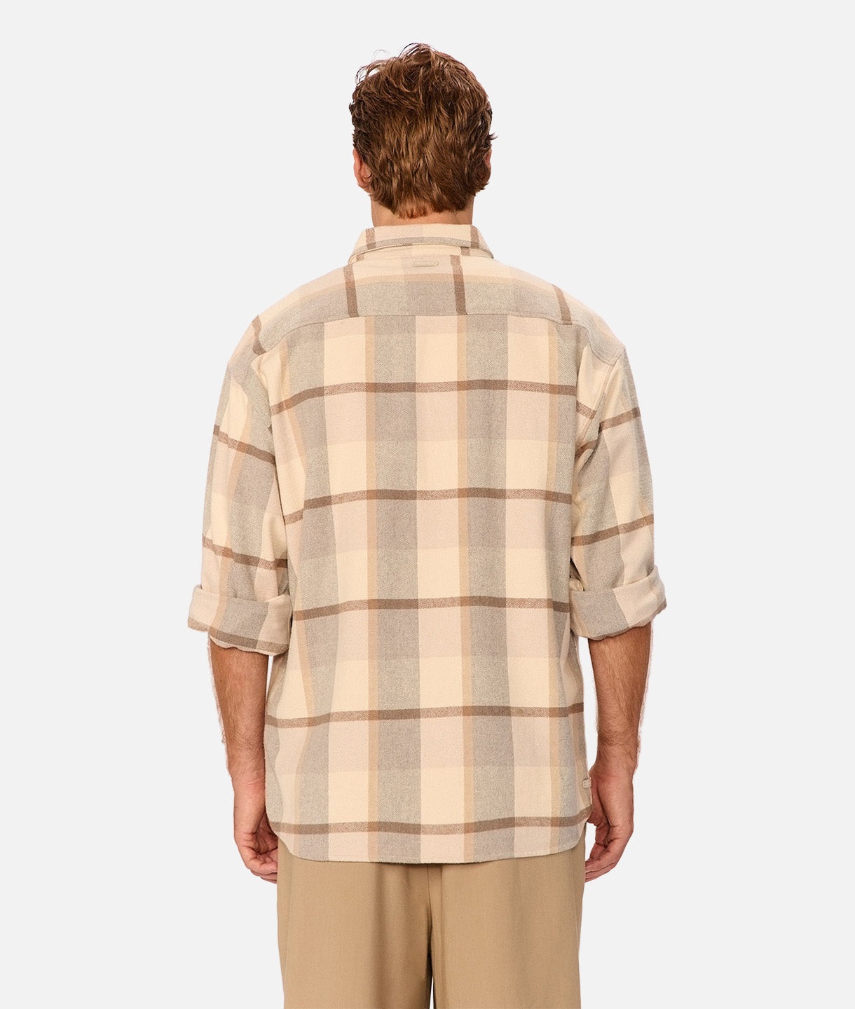 Hillside Long Sleeve Shirt for Men - Beige Charcoal Casual Button Down Shirt - Perfect for Office, Business Casual & Outdoor Activities