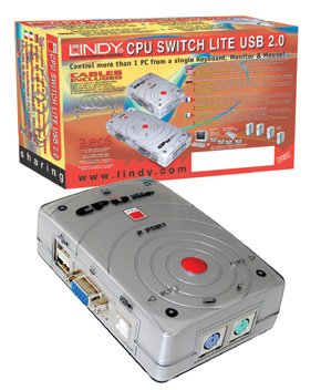 LINDY 2 Port USB 2.0 KVM Switch Lite CPU Switch for Dual Computer Control - Perfect for Home Office, Gaming & IT Workstations