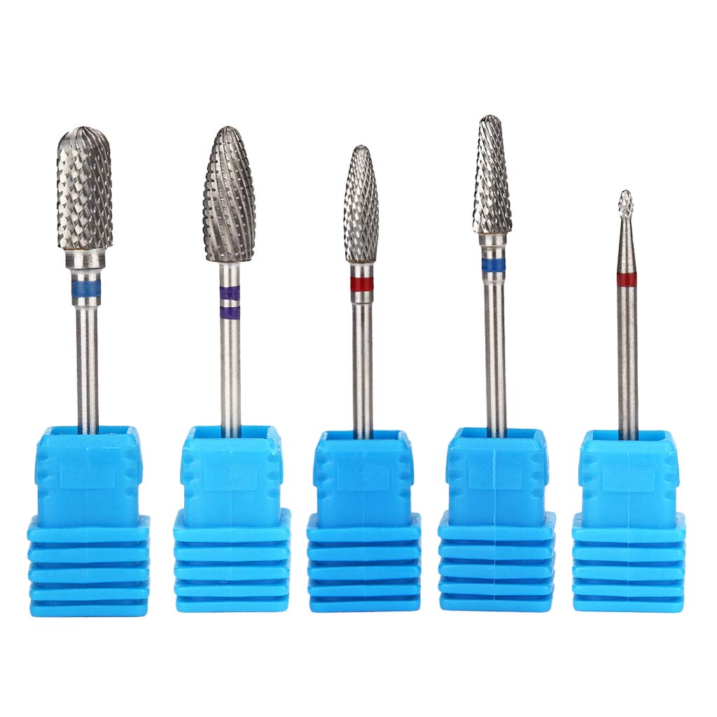 Trendy Retail® Professional Nail Drill Bits Set for Acrylic & Gel Removal - 5 Silver Barrel Heads for Electric Manicure - Perfect for Salon & Home Nail Care