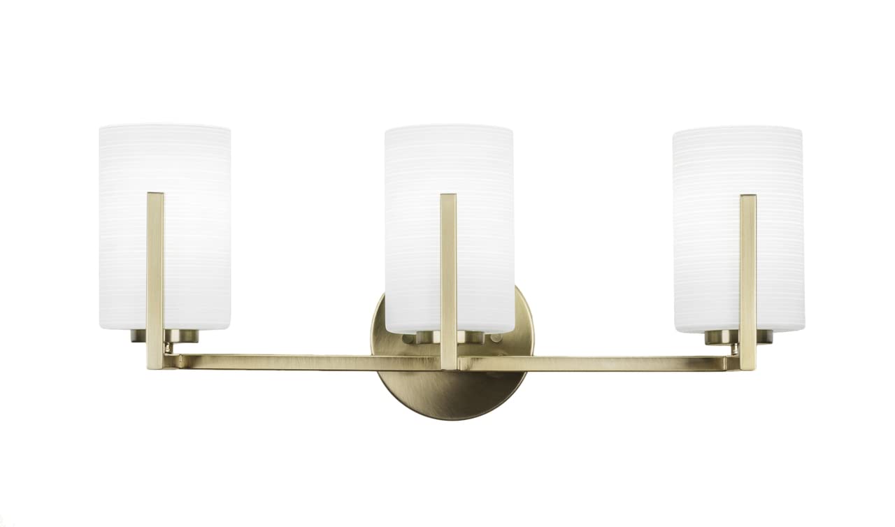 Atlas 3-Light Bathroom Vanity Light Fixture in Modern Brass Finish (4513-NAB-4061) - Perfect for Bathroom, Powder Room & Spa Lighting Decor
