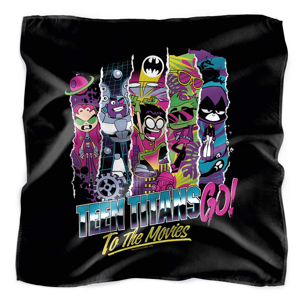 Teen Titans Go! To the Movies Group Panels Bandana - 21x21 Inch Cotton Cartoon Character Bandanas for Kids & Adults - Perfect for Cosplay, Costume Parties, and Superhero Themed Events