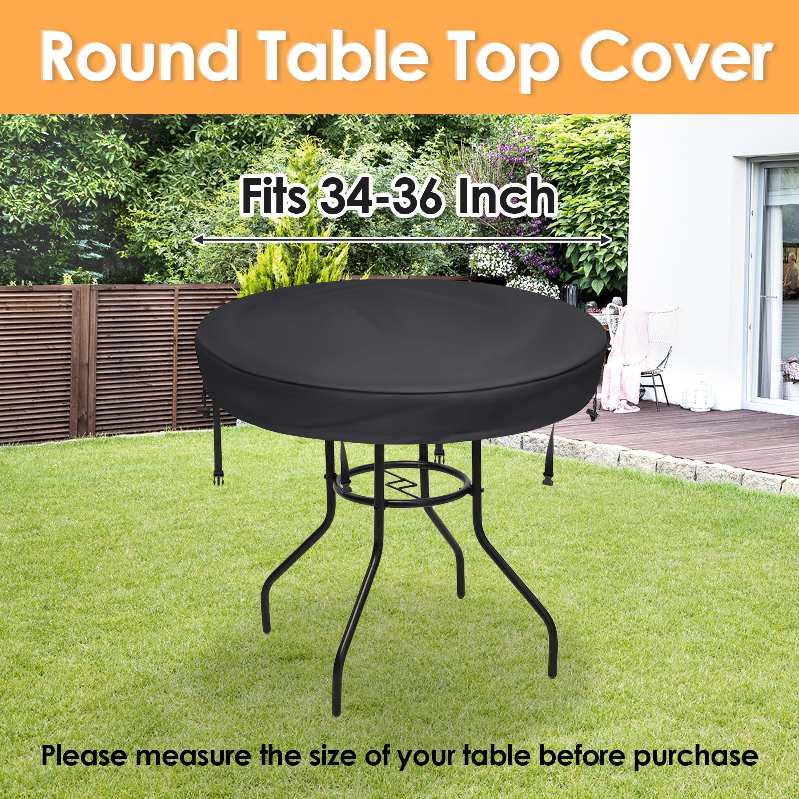 Premium Waterproof Round Outdoor Table Cover - 34-36 Inch UV Protection Patio Furniture Protector for All Weather Use - Perfect for Backyard, Garden & Poolside Dining