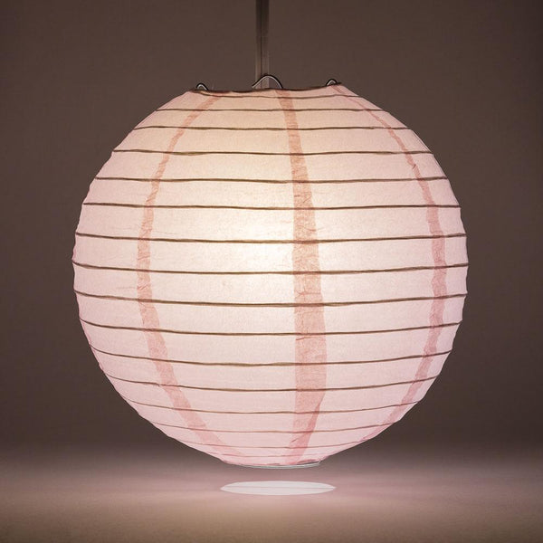 20 Pack Pink Round Paper Lanterns with Even Ribbing - Chinese Style Hanging Decor for Wedding, Party, Baby Shower & Home Celebration - Perfect for Indoor/Outdoor Events