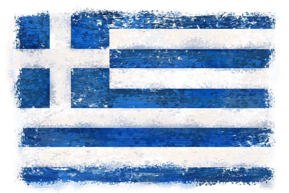 Greece Watercolor Flag - 16x24 Gallery Quality Metal Art, Aluminum Wall Decor for Home, Office & Outdoor Spaces