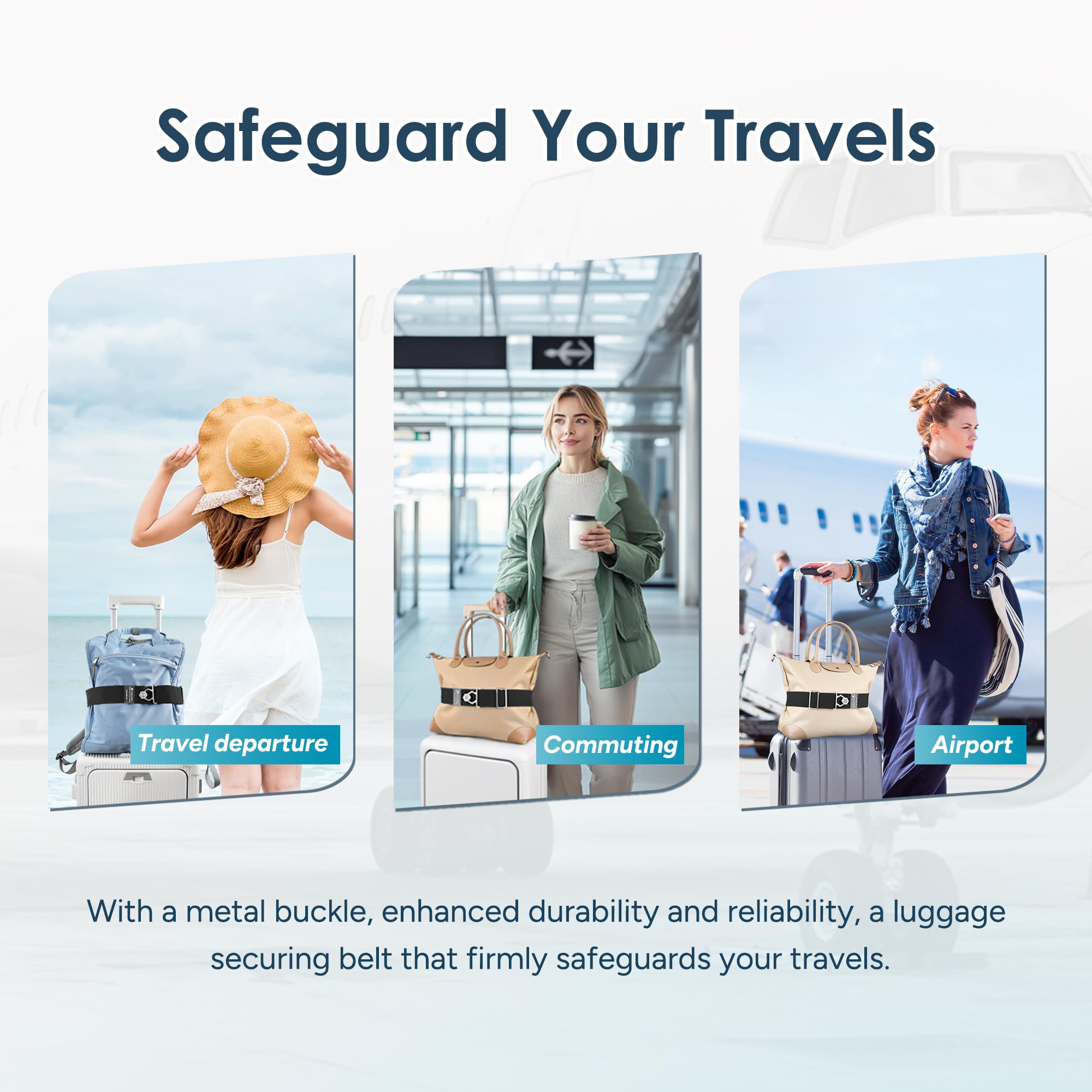 Travel Inspira Adjustable Elastic Luggage Belt for Suitcases & Carry-On Bags - Secure, Stylish & Easy-to-Use Travel Accessory for Airplane, Train & Vacation Packing