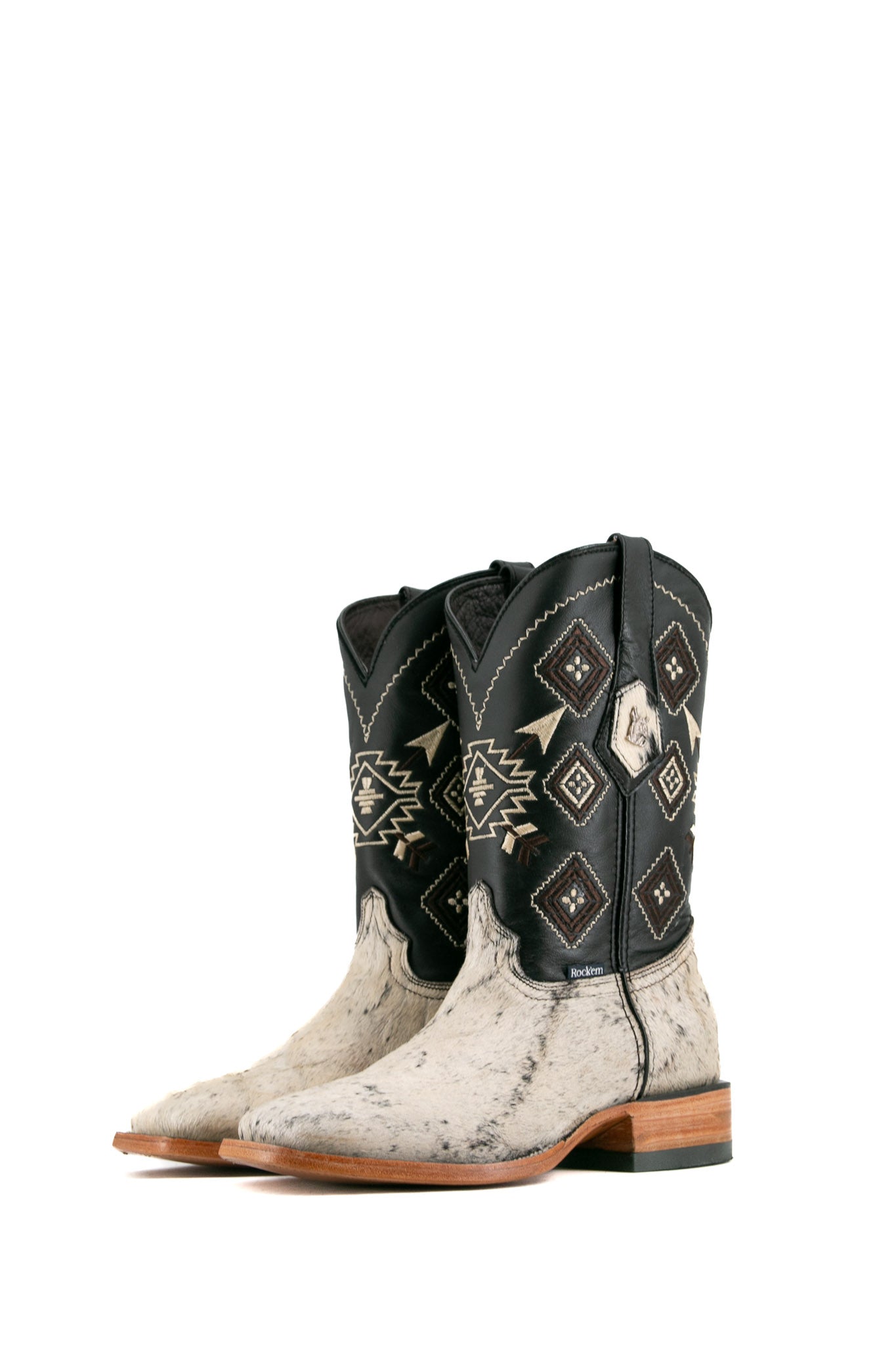 Authentic Men's Cowhide Square Toe Cowboy Boots - Size 6.5 - Western Style Boots for Rodeo, Country Music Festivals & Casual Wear - Durable Leather Footwear for Everyday Use