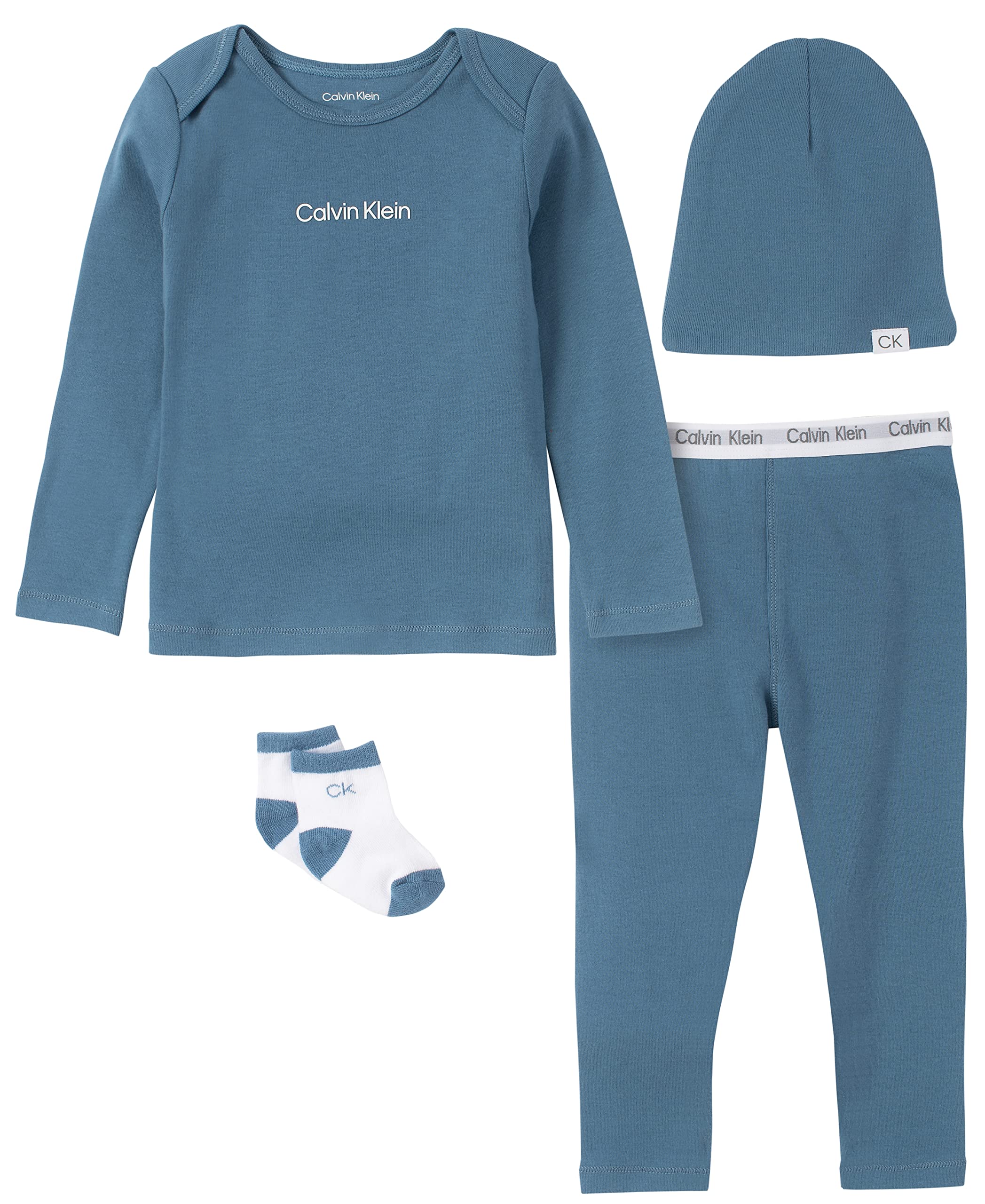 Calvin Klein Baby Girls Organic Cotton 4-Piece Essentials Set - Soft & Comfortable Outfits for Newborns & Infants - Perfect for Everyday Wear, Gifts & Photo Shoots