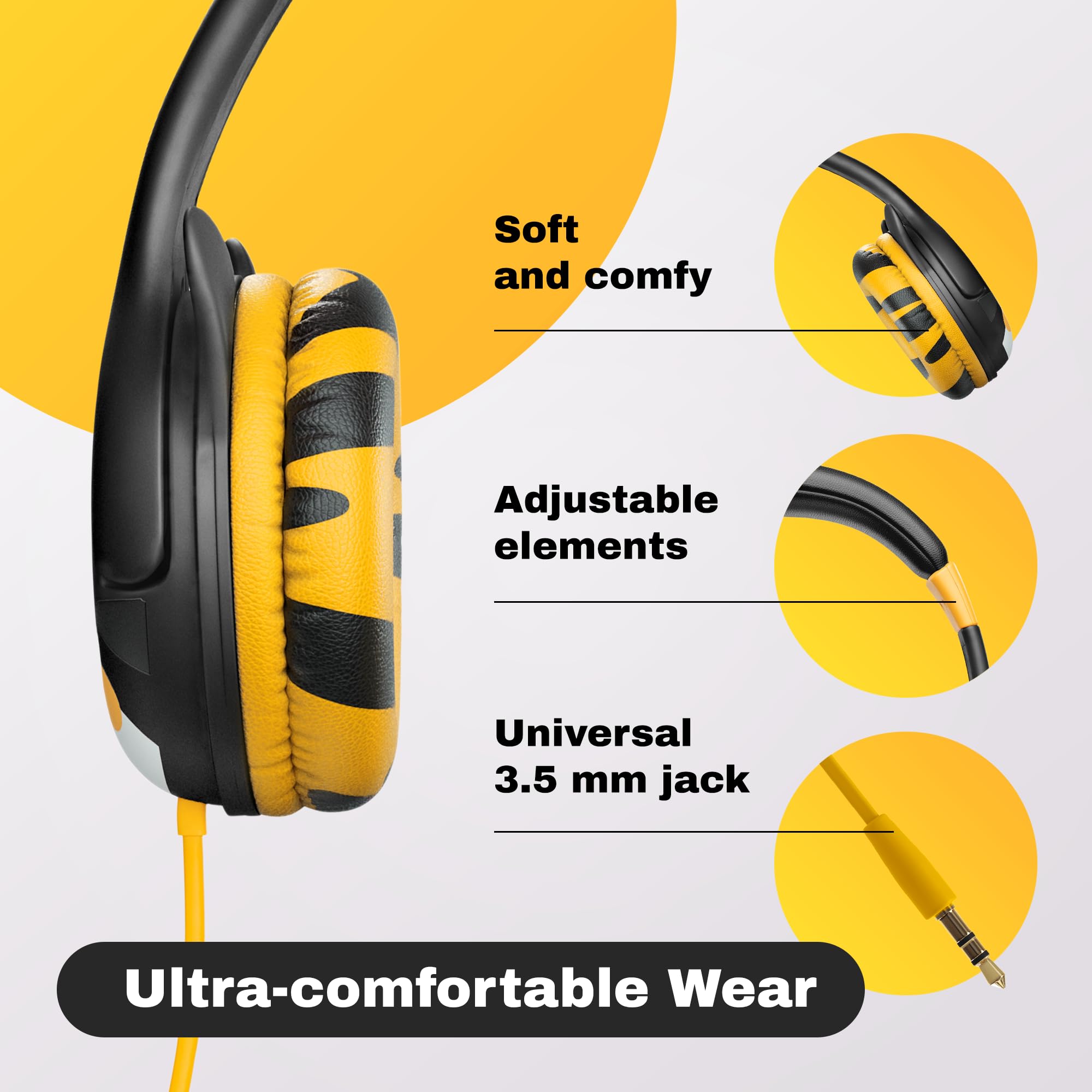 Kidrox Wired Toddler Headphones for 1-7 Years Old — 85dB Volume Limited Safe Baby Headphones for Airplane, Car Travel & Learning — Comfortable Kids Headset for iPad, Tablet, School, Home Use with Durable Cord