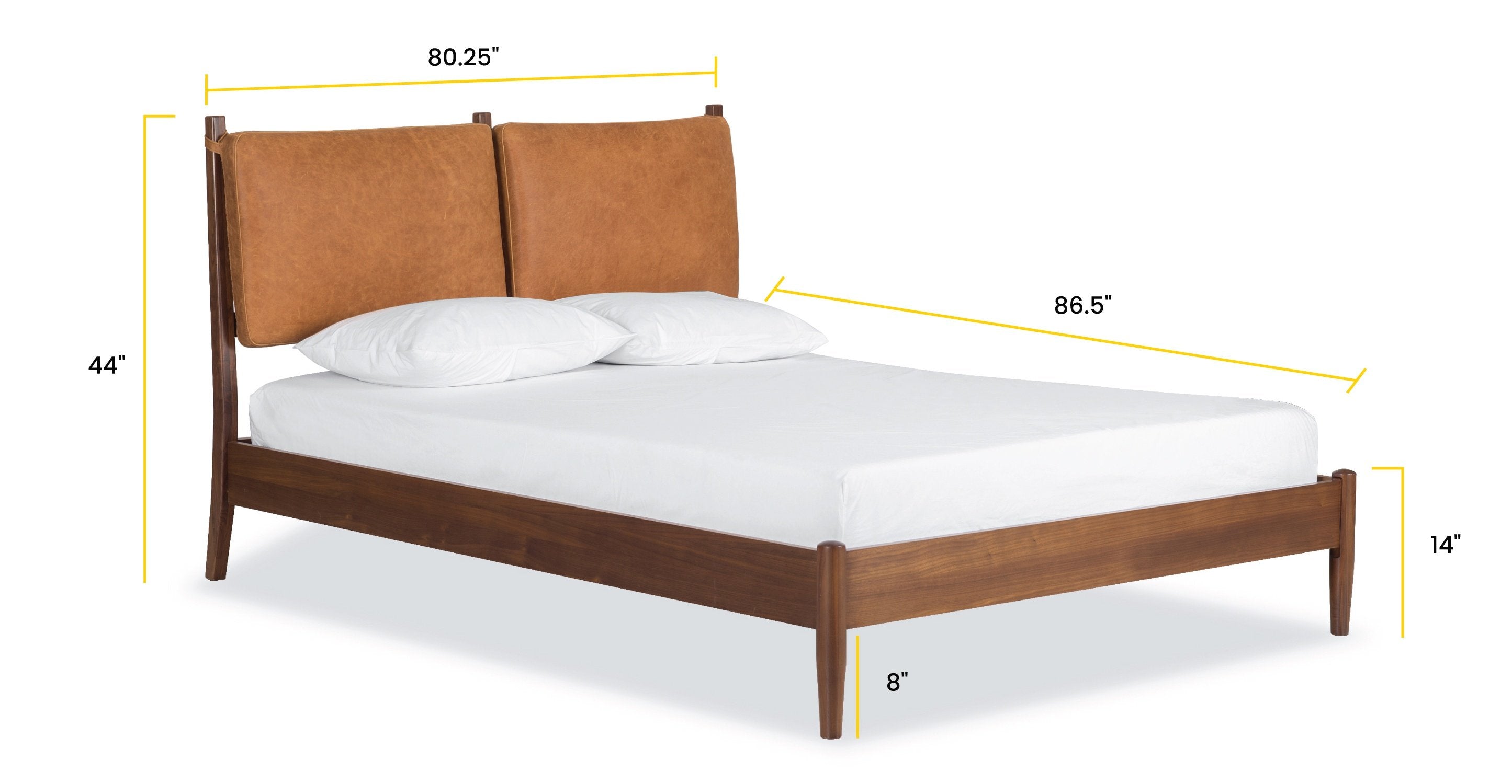 Luxury Truro Bed Frame with Premium Leather Cushions - Queen Size Modern Platform Bed for Master Bedroom, Guest Room & Home Decor