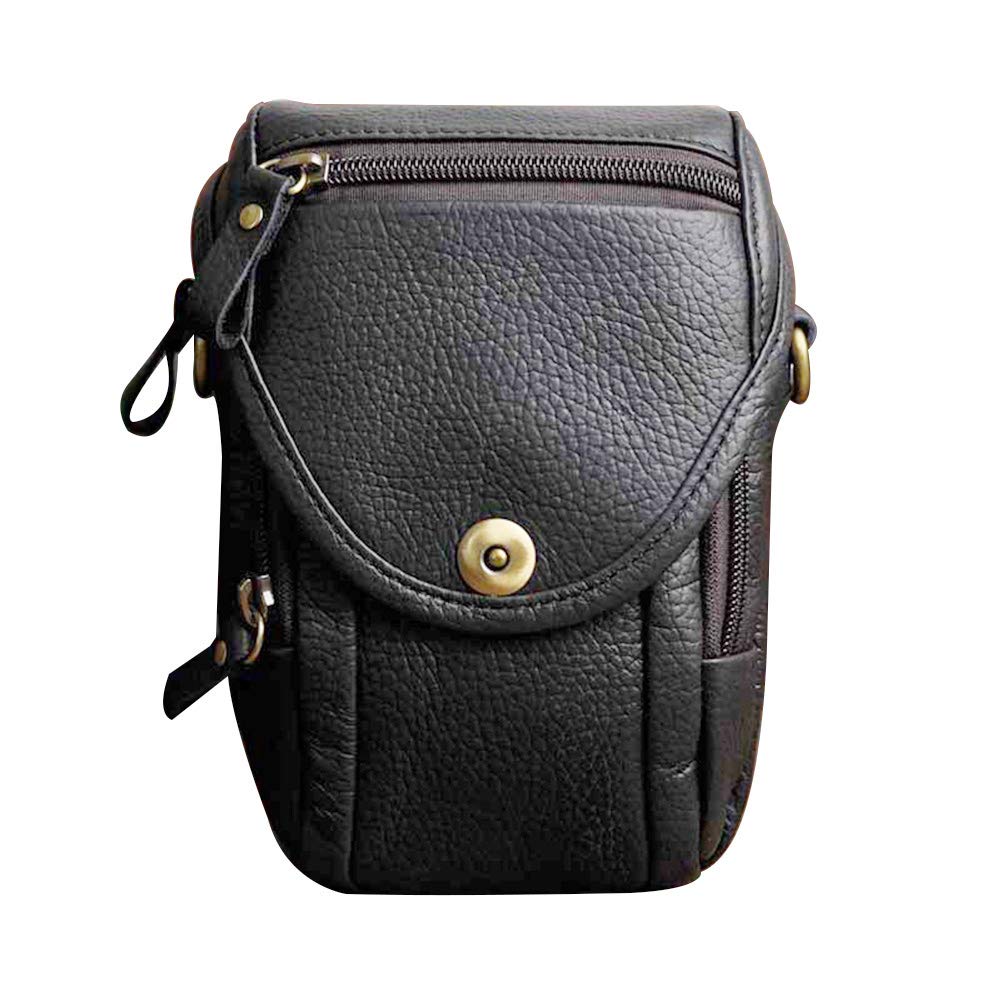 Premium Genuine Leather Phone Pouch - Slim Belt Bag & Crossbody Shoulder Bag for Men & Women (Black) - Perfect for Travel, Work, and Everyday Use
