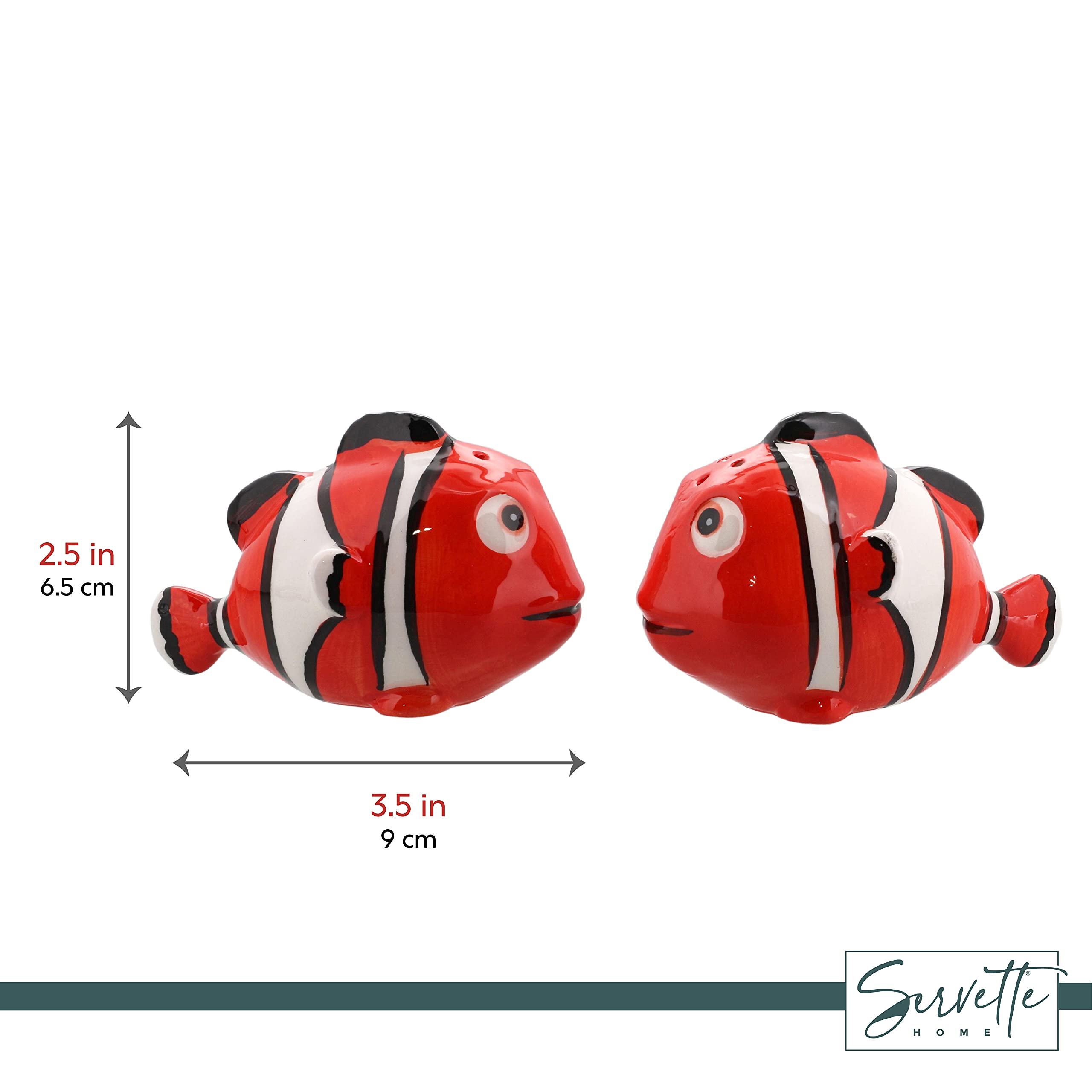 Ceramic Salt and Pepper Shakers Set - Tropical Fish Design Kitchen Décor for Dining Table, Restaurant, and Home Use