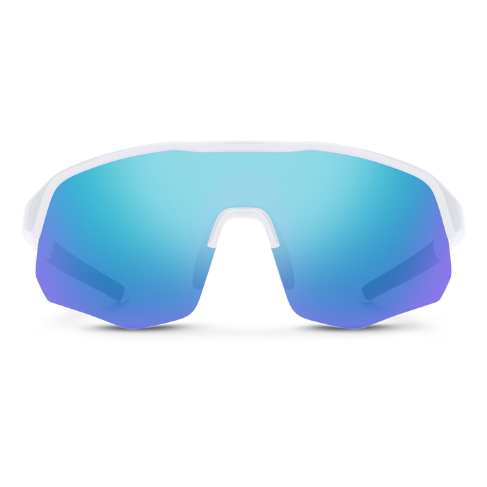 Cadence White Polarized Sunglasses with Blue Mirror Lens - Stylish UV Protection for Driving, Running & Outdoor Activities