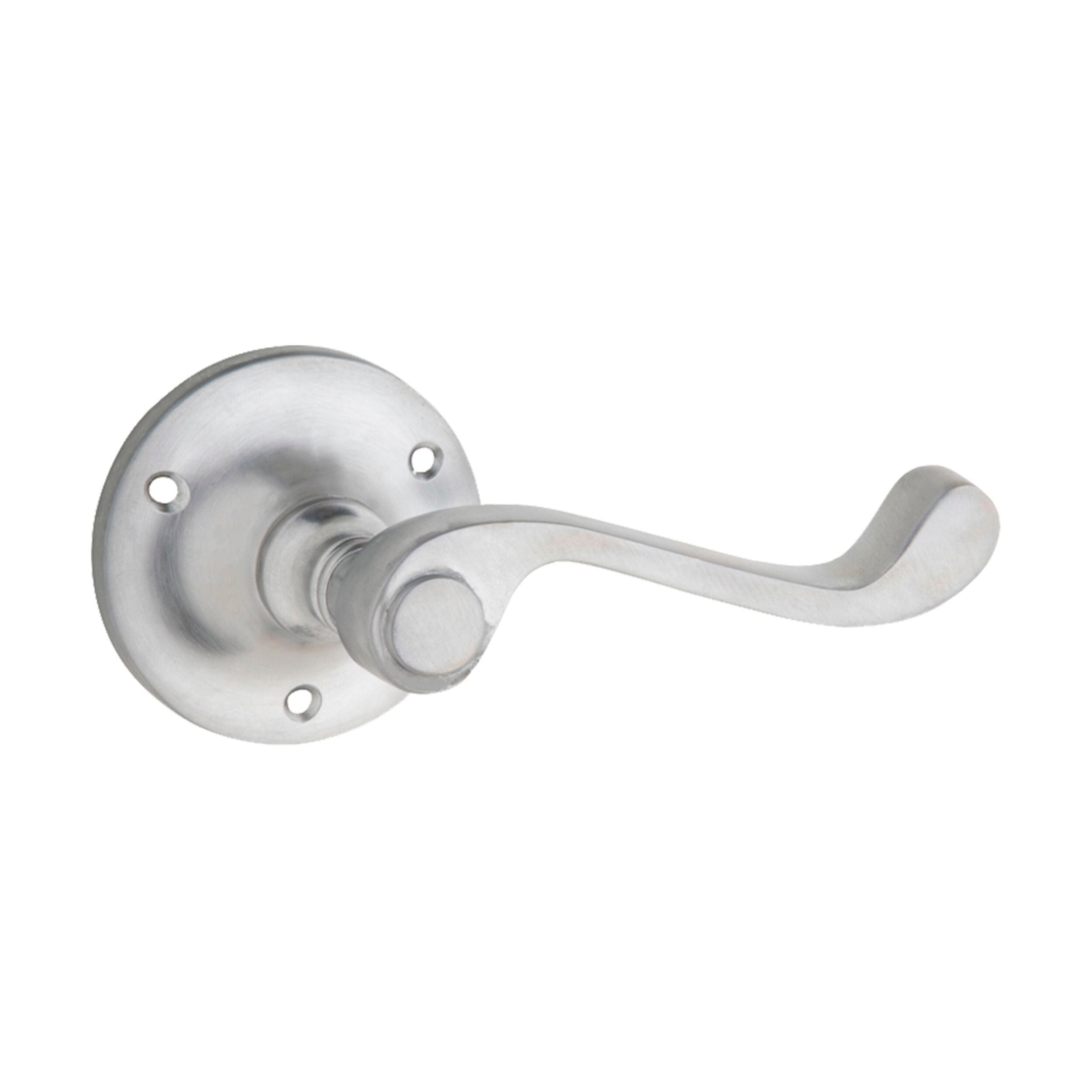 Milton Round Rose Door Lever Pair - Satin Chrome Finish (D63xP68mm) - Perfect for Modern Homes & Office Entrances