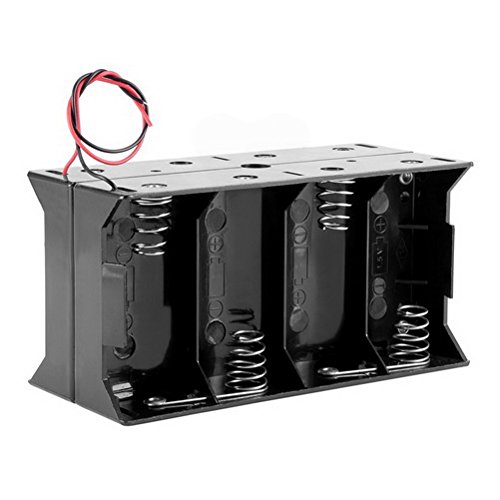 Uptell 12V Battery Holder Case with 8 x 1.5V D Batteries & Wire Leads - Durable Storage Box for Flashlights, Toys, and Electronic Devices