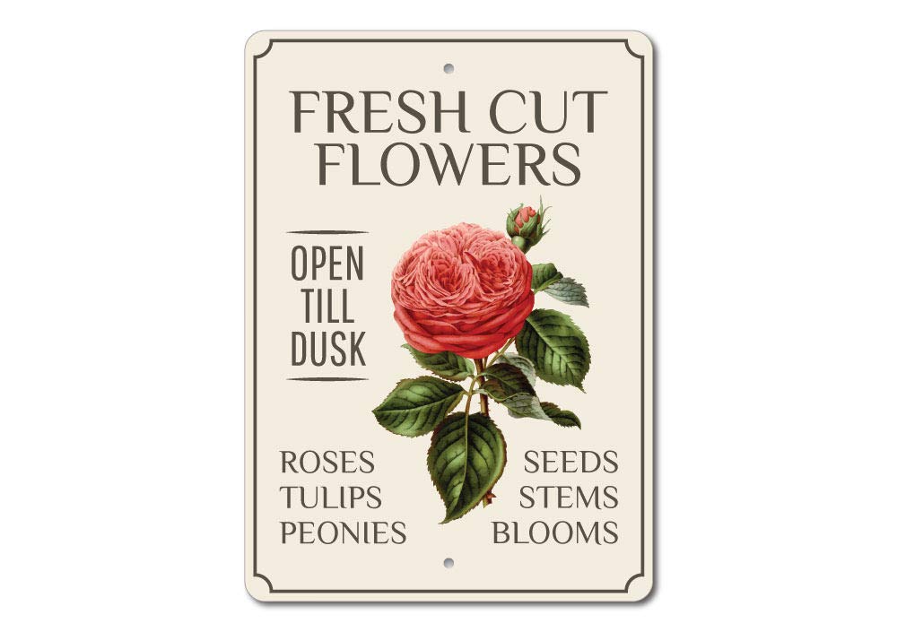Rose Sign - Elegant Rose Lover Decor for Home & Garden, Fresh Cut Flowers Metal Sign, Vintage Floral Aluminum Sign 10x14 Inch - Perfect for Wall Decor, Gift for Flower Enthusiasts, Garden Party & Wedding Decorations