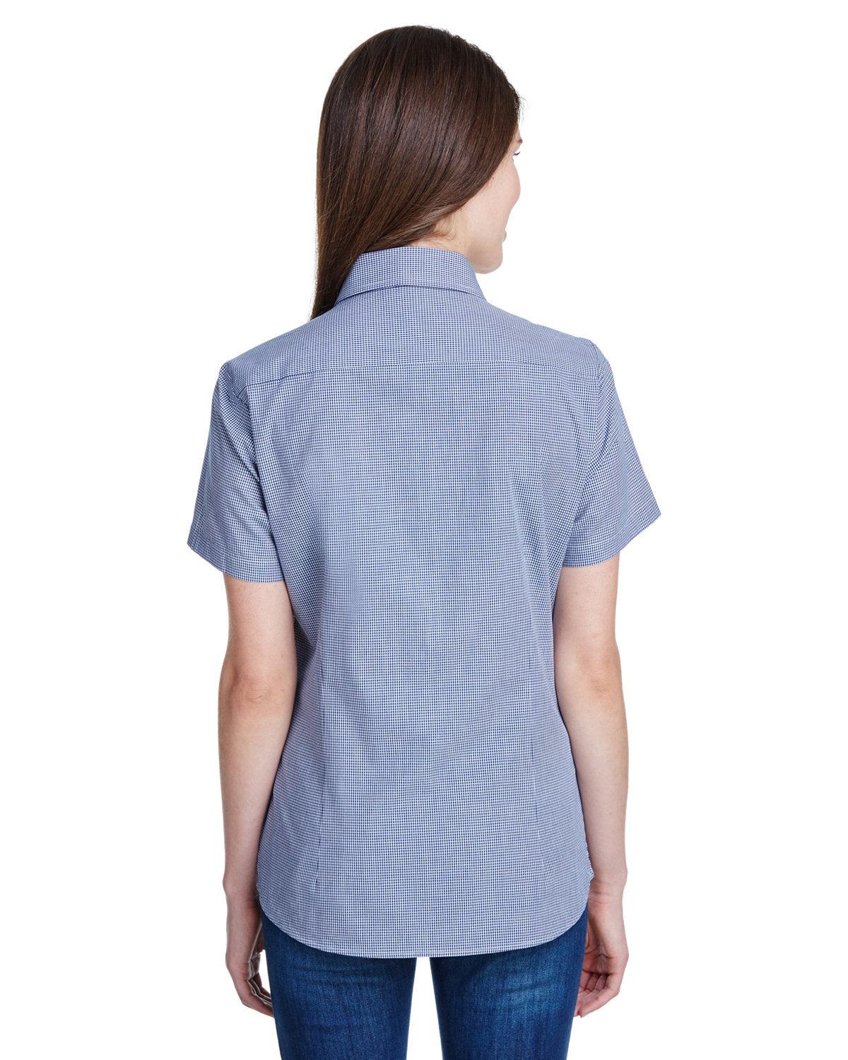 Reprime RP321 Women's Microcheck Gingham Short Sleeve Cotton Shirt - Artisan Collection | Casual Summer Top for Women, Office Wear & Outdoor Activities