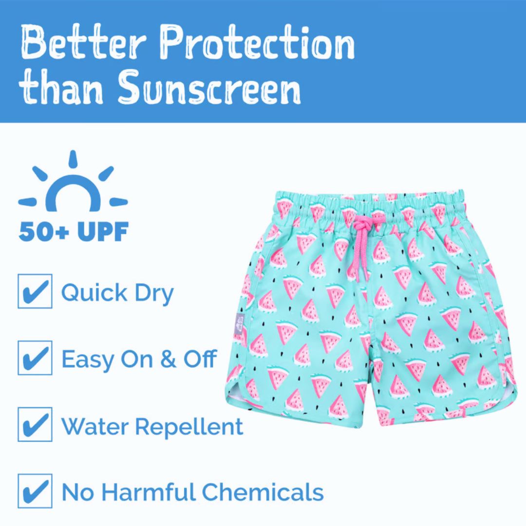 Jan & Jul Watermelon UV Protection Swim Shorts for Kids - UPF 50+ Sun Safe Swimwear for Beach, Pool & Summer Outdoor Activities