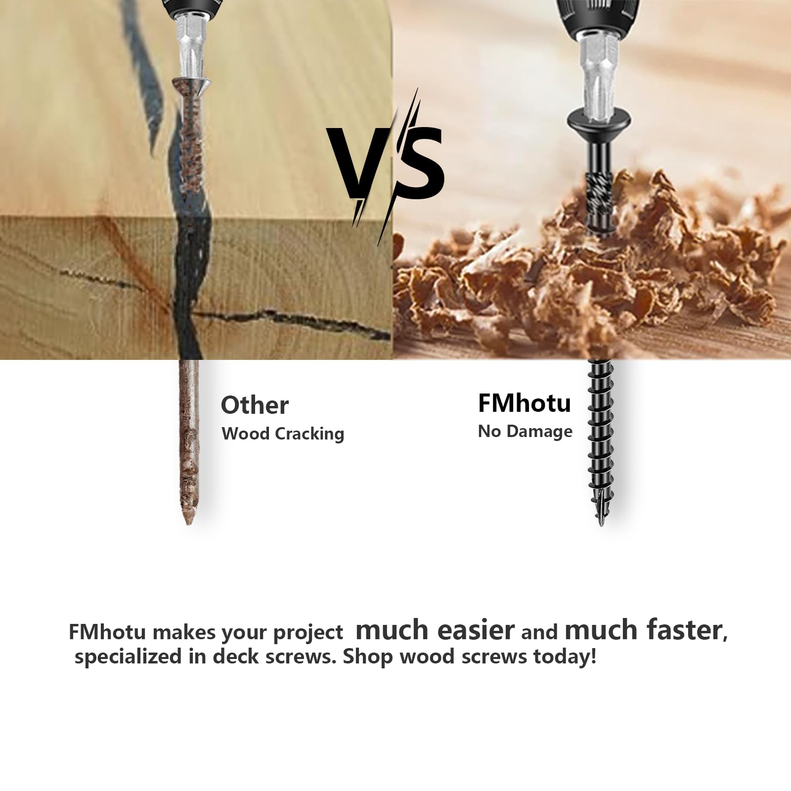 6 Inch Heavy-Duty Outdoor Deck Screws - 50Pcs Star Drive Decking Wood Screws - Rust Resistant Timber Screws for Timber, Log, Landscaping Wood (#14 x 6 Black) - Perfect for Deck Building, Fence Repair & Outdoor Wood Projects