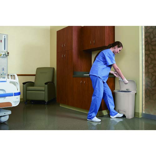 Rubbermaid Commercial 8 Gallon Slim Step-On Trash Can - Hands-Free White Plastic Garbage Bin for Hospitals, Labs & Clinics - Ideal for Medical Waste Disposal in Patient Rooms, Emergency Areas & Healthcare Facilities