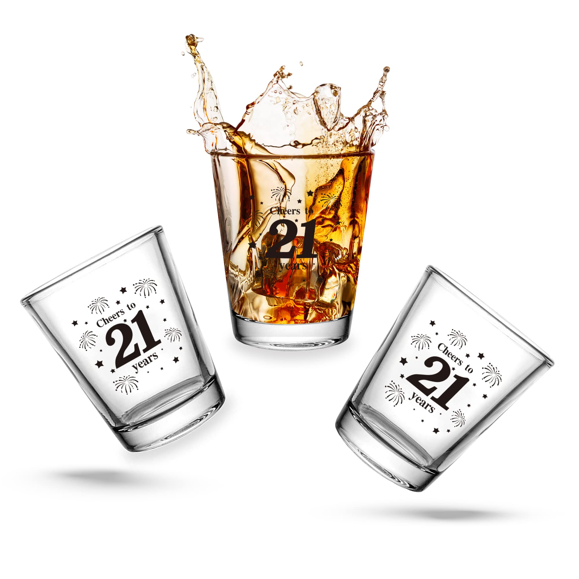 3-Piece 21st Birthday Shot Glasses Set - 1.5 oz Clear Shot Cups with Heavy Base for Women & Men | Funny 21st Birthday Gifts, Party Decorations & Favors | Perfect for 21st Birthday Parties, Bachelorette Celebrations & College Graduation Events