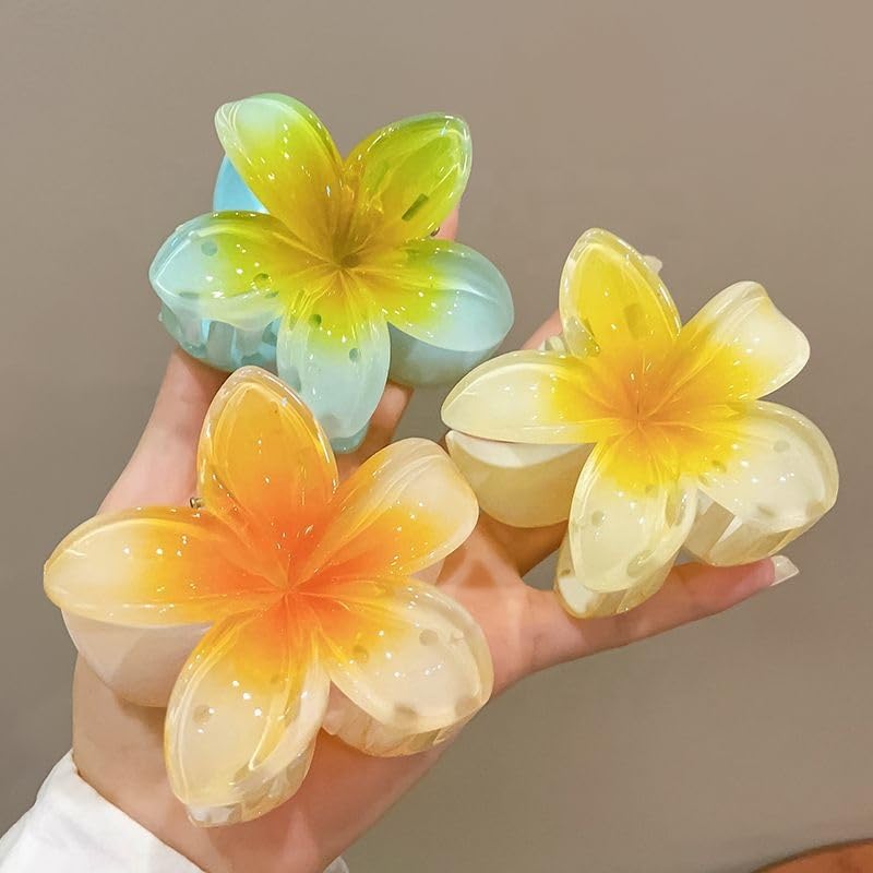 Samyak 3-Piece Resin Flower Hair Claw Clips for Women & Girls | Floral Hair Clips for Women, Non-Slip Grip, Random Colors (Multicolor) - Perfect for Parties, Weddings, and Everyday Hairstyles