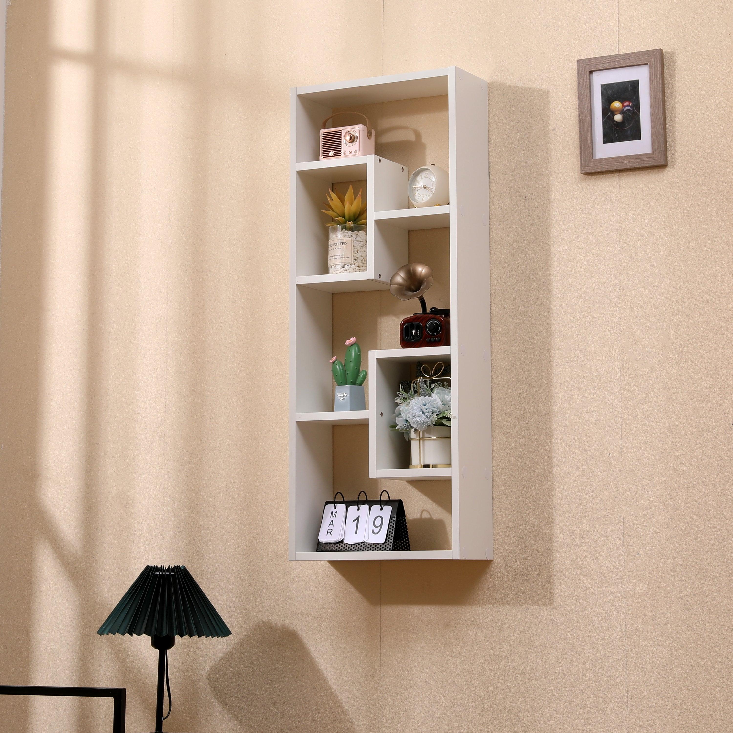 5-Tier Wooden Bookshelf - Freestanding Open Bookcase with 2 Keyhole Hangers, White Home Office Storage Shelf for Living Room, Study & Bedroom - Perfect for Organizing Books, Decor & Display Items