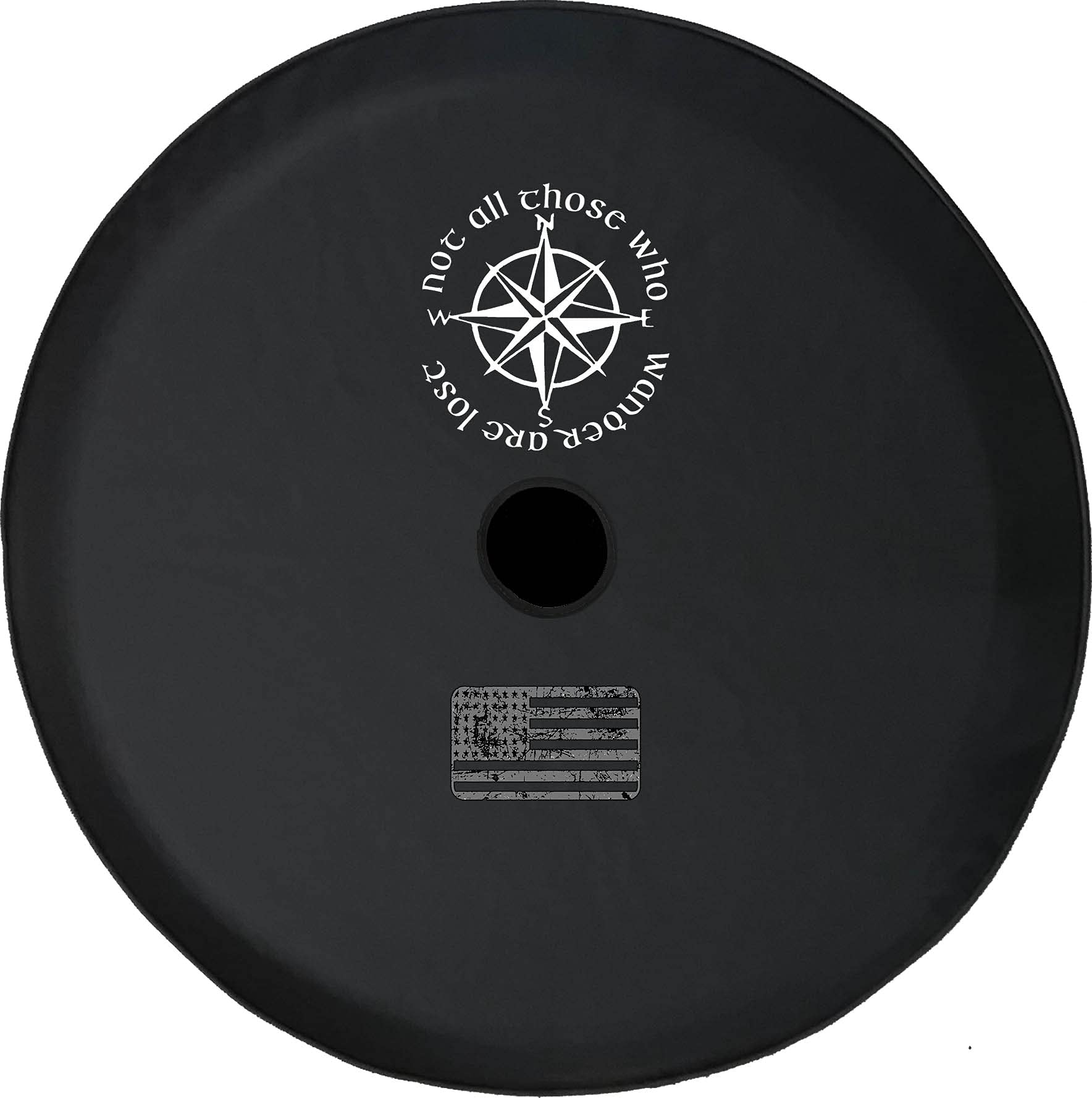 JL Spare Tire Cover with Compass Design - Universal Fit for SUVs, Trailers, RVs & Vehicles with Backup Camera Hole | Durable Wheel Accessory for Off-Road Adventures & Camping Trips
