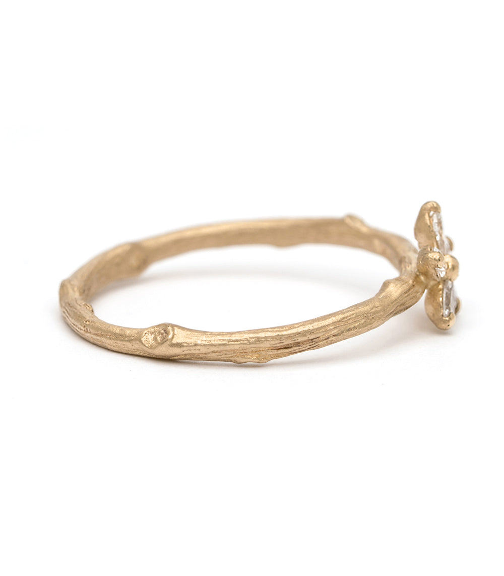 Twig Band Pear Shape Diamond Daisy Stacking Ring - Elegant Floral Wedding Band for Women, Perfect for Bridal Stacking, Anniversary Gifts & Everyday Wear