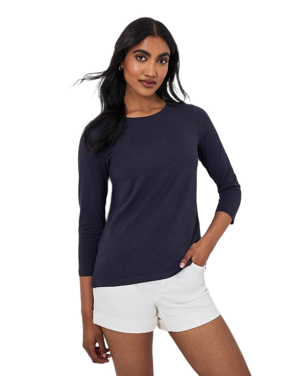 Women's Perfect Slub Crew Neck T-Shirt | Soft Cotton Casual Tee | Crew Clothing for Everyday Wear, Work & Weekend Outfits