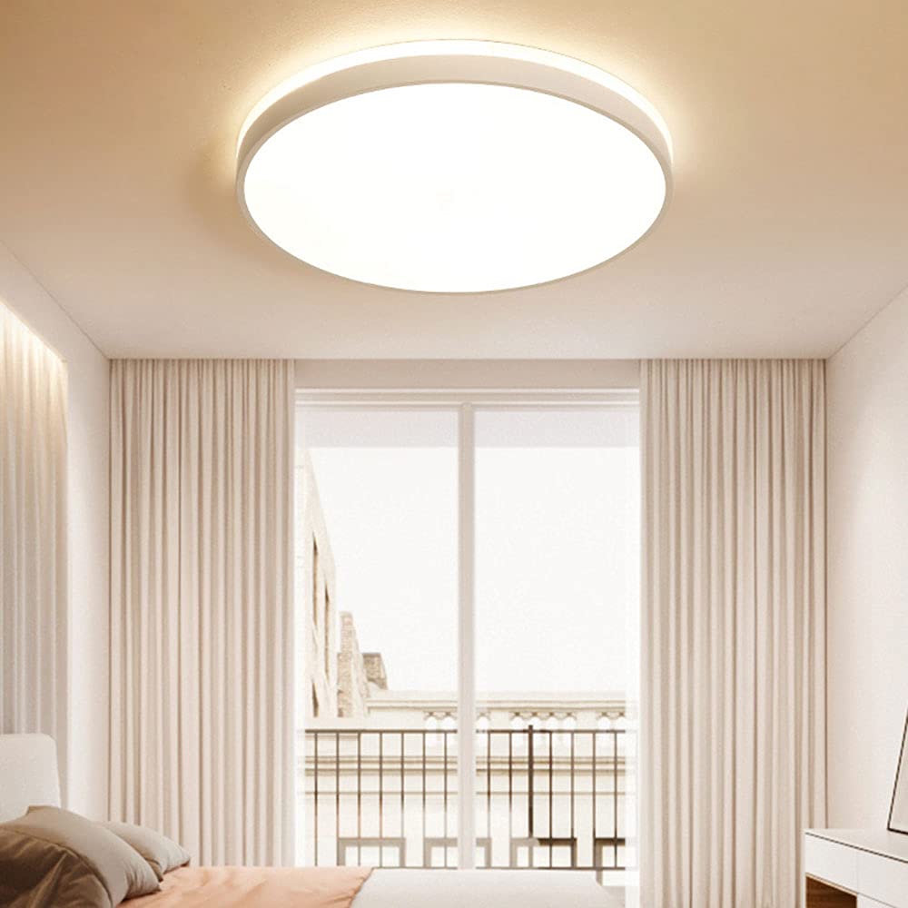 LED Ceiling Light Fixture - 3 Color Temperatures, Energy Saving, Ultra-Thin Flush Mount, Side Emitting Design - Modern Round Lighting for Living Room, Bedroom, Kitchen & Office