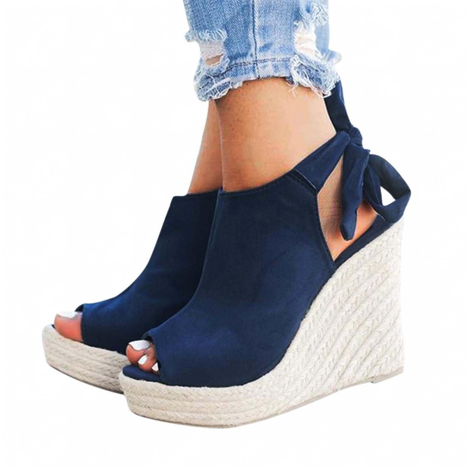 FABIURT Women's Platform Sandals with Ankle Strap - Open Toe Wedge Sandals for Women, Breathable Summer Shoes for Beach, Vacation & Casual Outfits