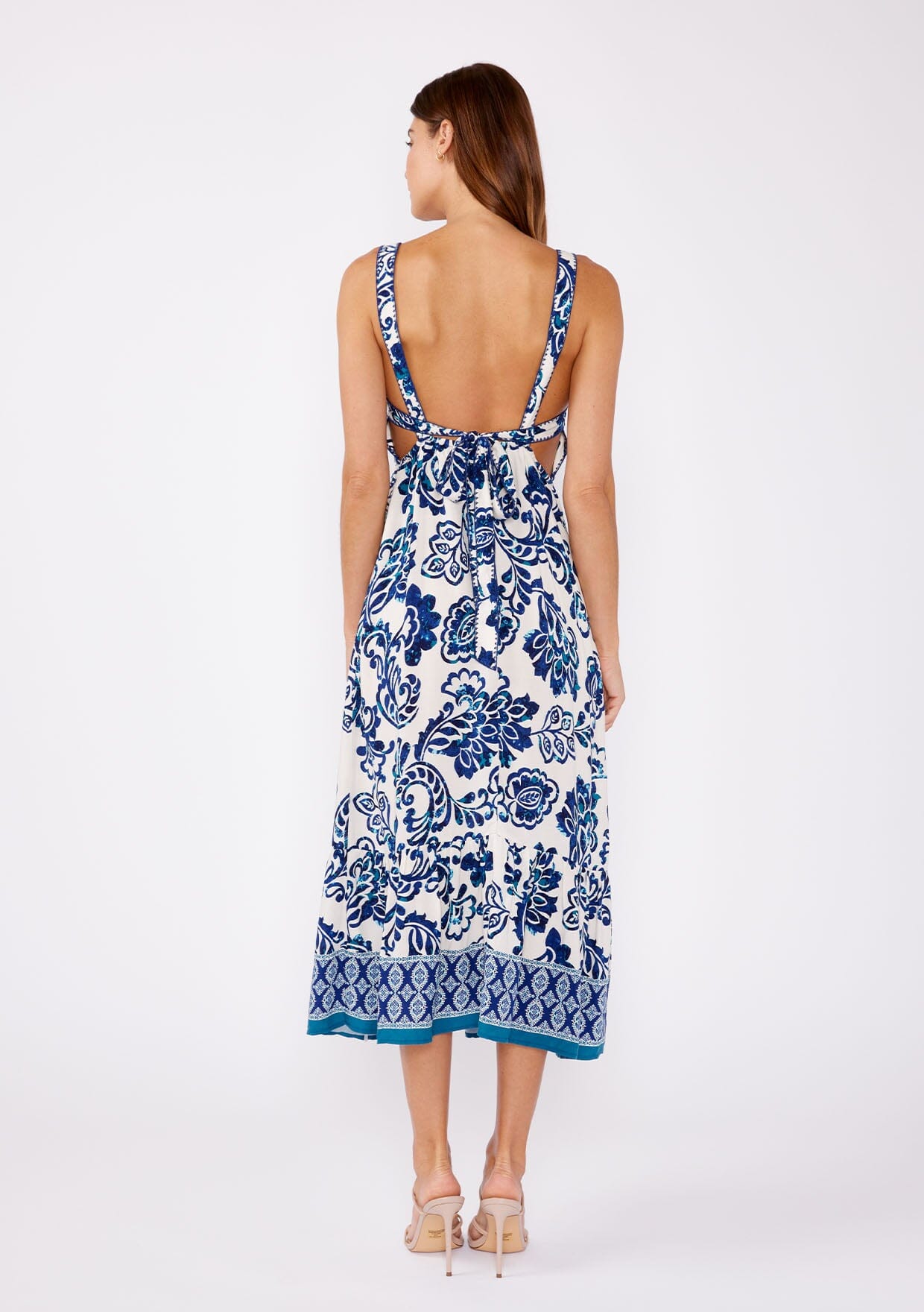 Bardot Off Shoulder Floral Midi Dress for Women - Summer Boho Party, Wedding Guest, Beach Vacation Outfit