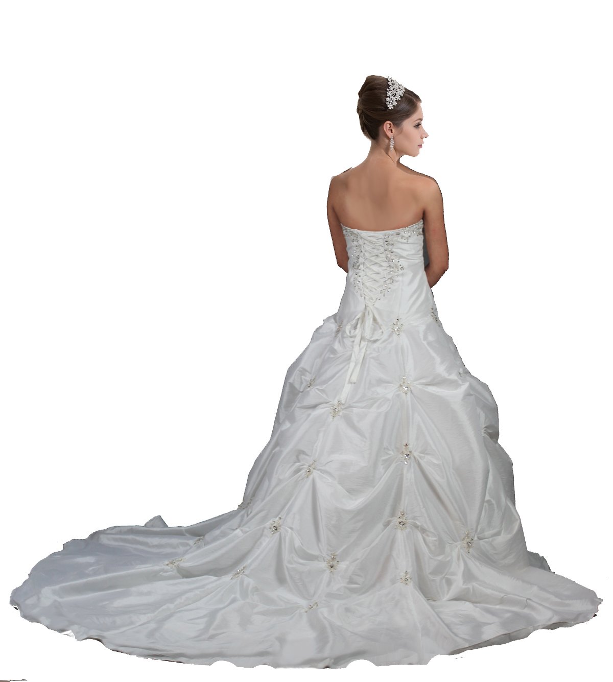 FairOnly M58 White Ivory Wedding Dress for Bride - Elegant Lace Gown XXL Size - Perfect for Church Ceremony, Beach Wedding & Reception Party