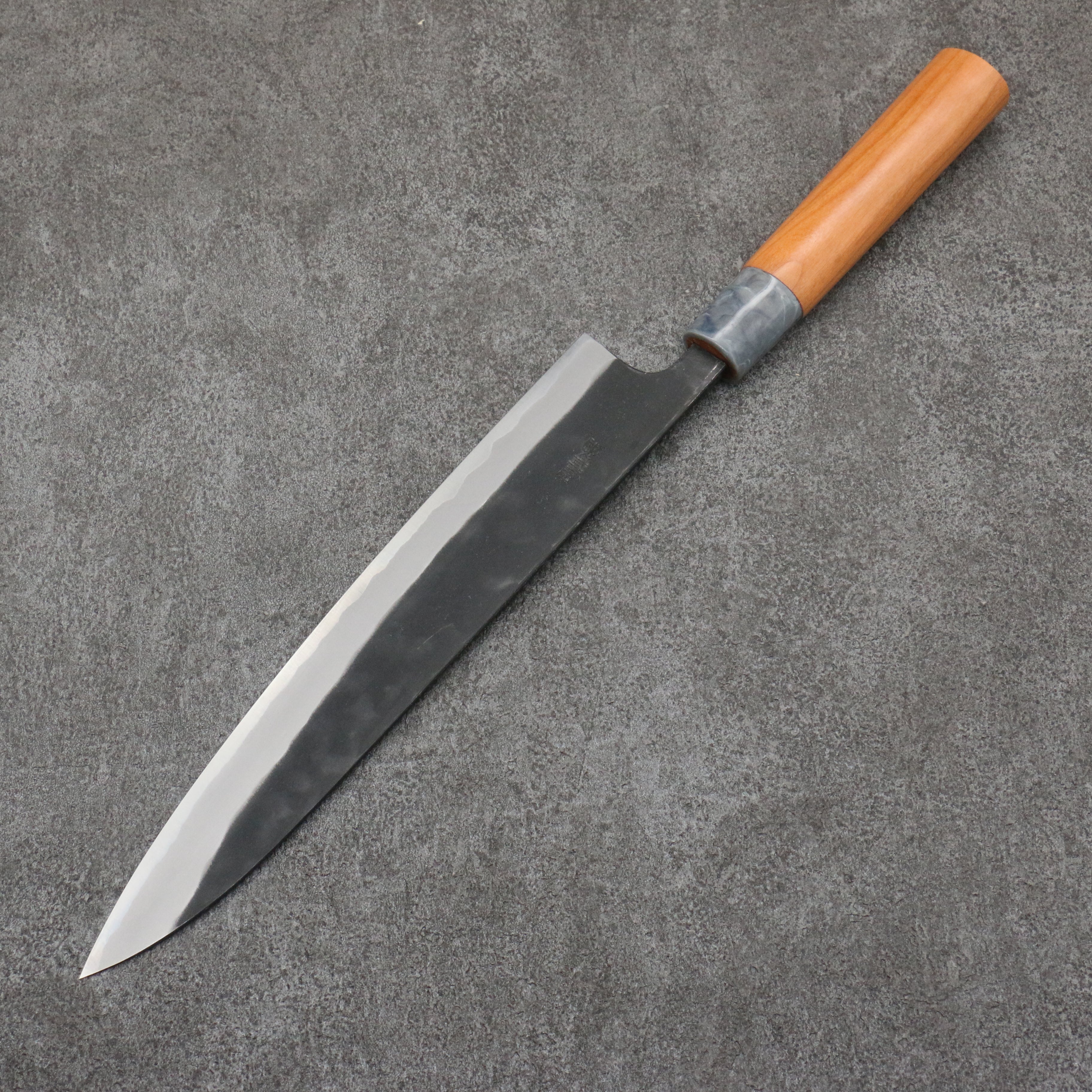 Premium Nao Yamamoto White Steel No.2 Kurouchi Sujihiki Knife 240mm - Japanese Cherry Wood Handle - Perfect for Slicing Sashimi, Roasts & Delicate Proteins